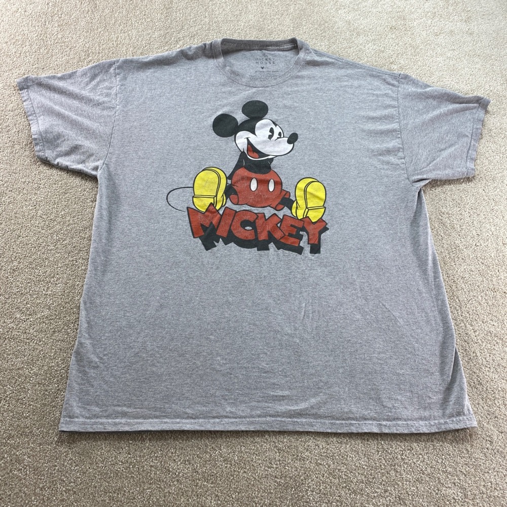 Mickey Mouse Shirt Mens 2X Gray Disney Cartoon Character Graphic Tee